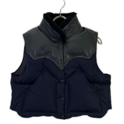 Rocky Mountain Featherbed ロッキーマウンテンフェザーベッド CITY SHOP別注 210-252-21 ネイビー×ブラック ウール/ナイロン カーフレザーヨーク 切り替えダウンベスト ジャケット