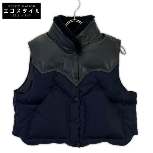 Rocky Mountain Featherbed ロッキーマウンテンフェザーベッド CITY SHOP別注 210-252-21 ネイビー×ブラック ウール/ナイロン カーフレザーヨーク 切り替えダウンベスト ジャケット
