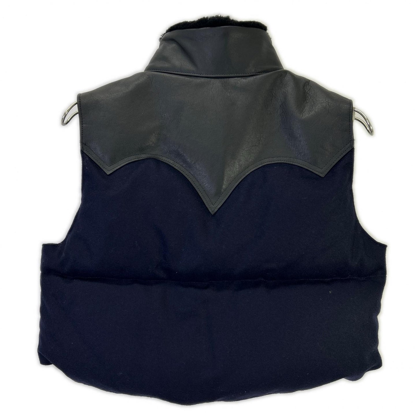 Rocky Mountain Featherbed ロッキーマウンテンフェザーベッド CITY SHOP別注 210-252-21 ネイビー×ブラック ウール/ナイロン カーフレザーヨーク 切り替えダウンベスト ジャケット