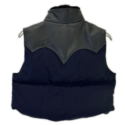 Rocky Mountain Featherbed ロッキーマウンテンフェザーベッド CITY SHOP別注 210-252-21 ネイビー×ブラック ウール/ナイロン カーフレザーヨーク 切り替えダウンベスト ジャケット