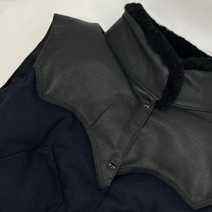 Rocky Mountain Featherbed ロッキーマウンテンフェザーベッド CITY SHOP別注 210-252-21 ネイビー×ブラック ウール/ナイロン カーフレザーヨーク 切り替えダウンベスト ジャケット
