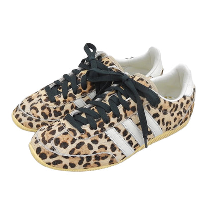 adidas アディダス 美品 Originals JAPAN W ハラコ レオパード ラバーソールローカットスニーカー ベージュ系×ブラウン 23.5cm KI6687 シューズ