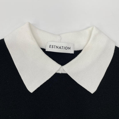 ESTNATION エストネーション ブラック 襟付きニットトップス トップス