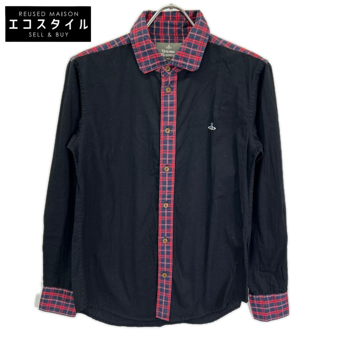 Vivienne Westwood MAN ヴィヴィアンウエストウッドマン ブラック DETAILD CHECK クラシックシャツ トップス