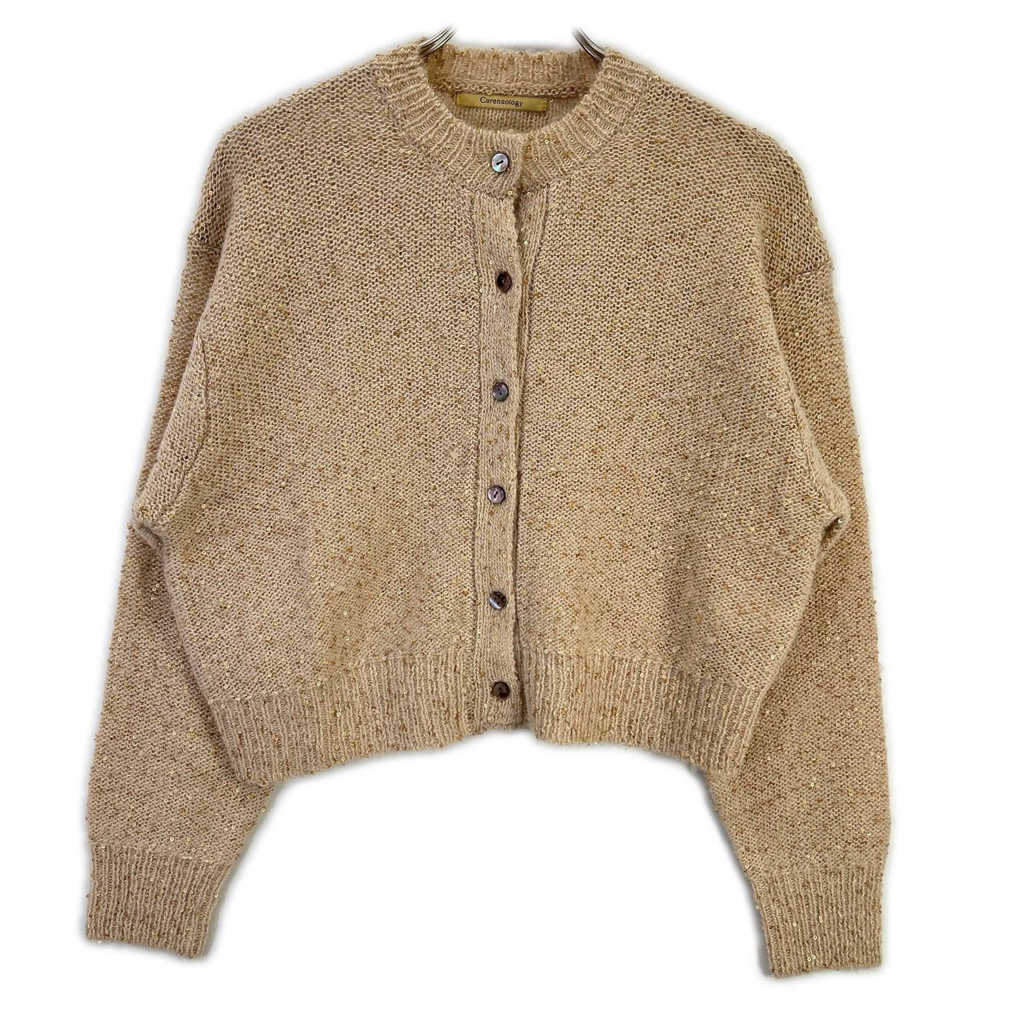 カレンソロジー Curensology CL306178ER 23AW ベージュ スパングルショートカーディガン トップス