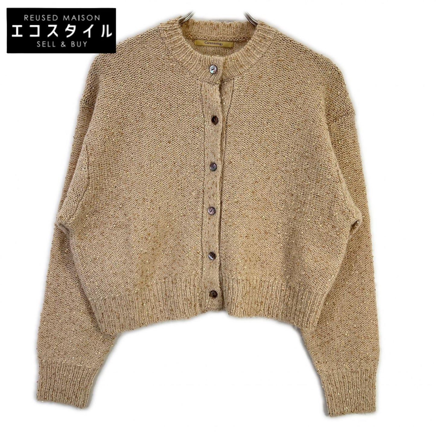 カレンソロジー Curensology CL306178ER 23AW ベージュ スパングルショートカーディガン トップス
