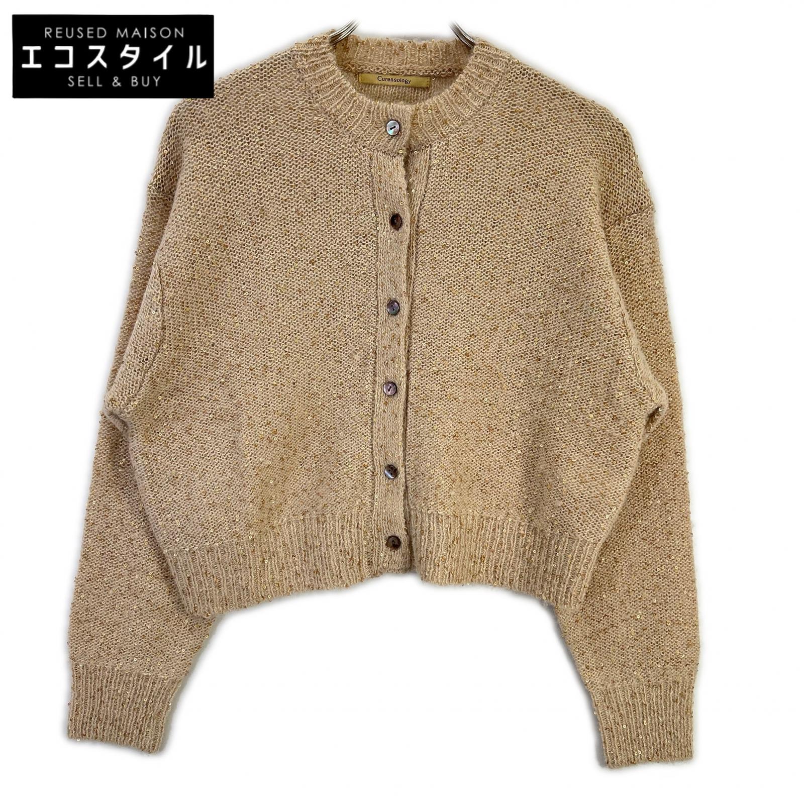 カレンソロジー Curensology CL306178ER 23AW ベージュ スパングルショートカーディガン トップス