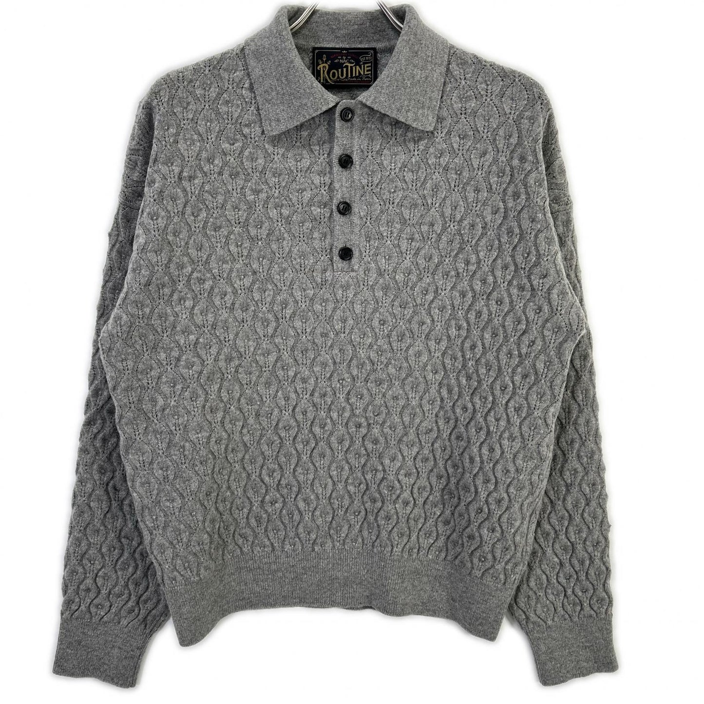 ROUTINE Routine 2025 Gray Wool Cable-Knit Pullover