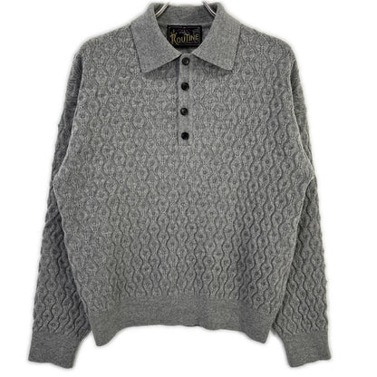 ROUTINE Routine 2025 Gray Wool Cable-Knit Pullover