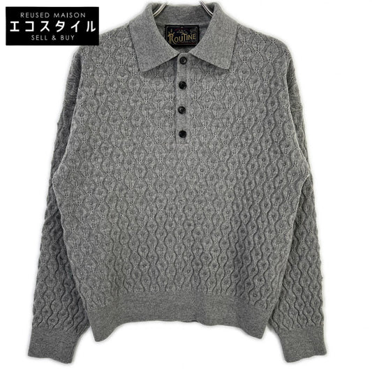 ROUTINE Routine 2025 Gray Wool Cable-Knit Pullover
