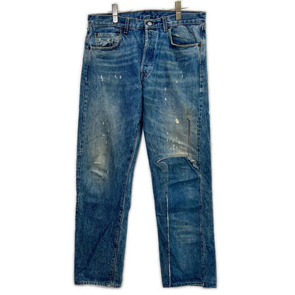 LEVI‘S リーバイス 【LVC】66前期復刻 501XX インディゴ コットン ダメージリペア加工 ボタンフライ デニムパンツ/コーンデニム ボトムス