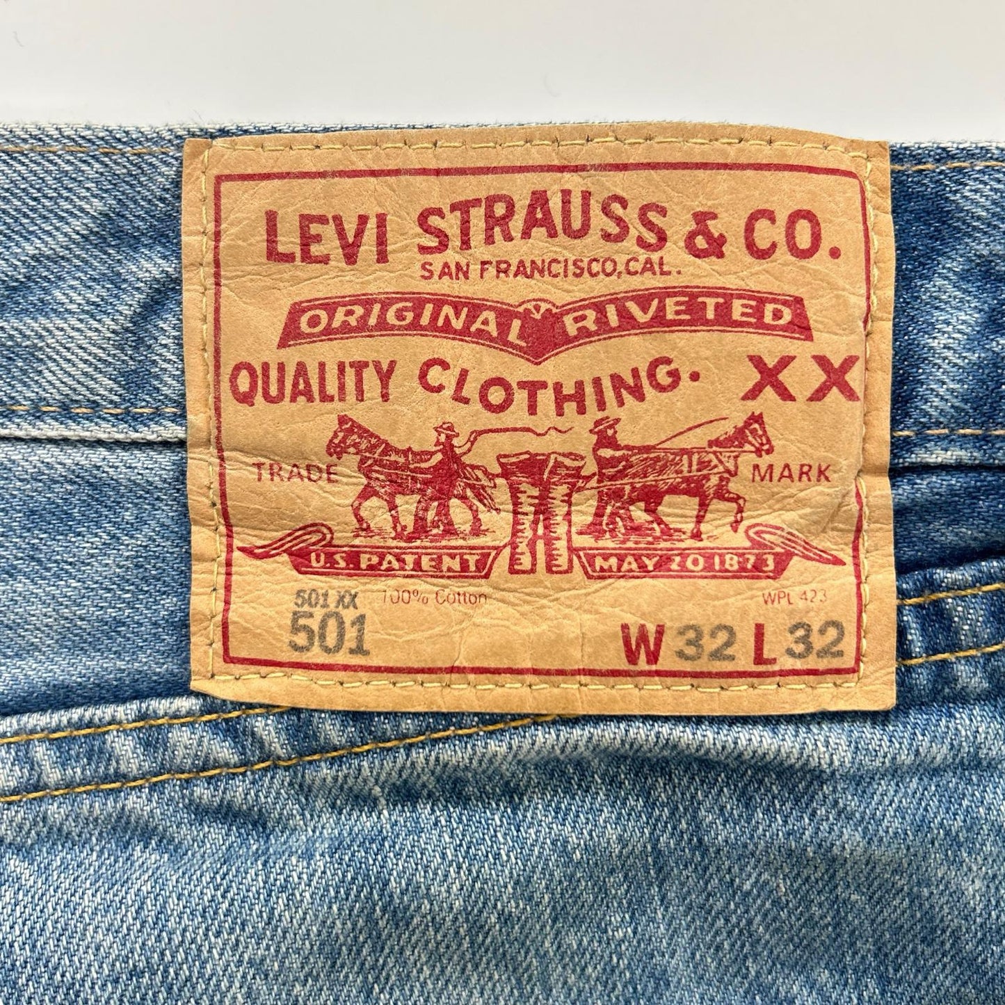 LEVI‘S リーバイス 【LVC】66前期復刻 501XX インディゴ コットン ダメージリペア加工 ボタンフライ デニムパンツ/コーンデニム ボトムス