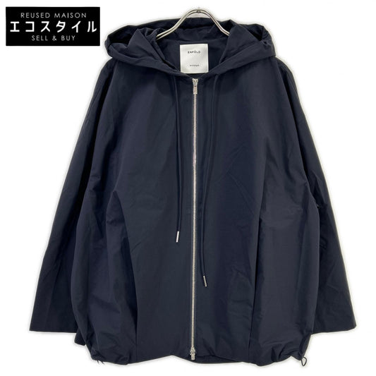 ENFOLD エンフォルド 【archetype】26SS 300JS130-0731 ネイビー ナイロン ジップアップ HOODED BLOUSON トップス