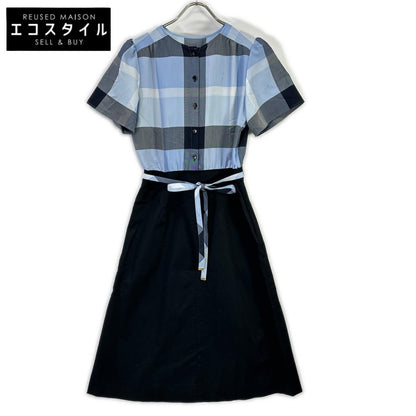 BLUE LABEL CRESTBRIDGE ブルーレーベルクレストブリッジ 24年製 ブルー×ブラック クレストブリッジチェックライトクロッシングツイルコンビドレス ワンピース