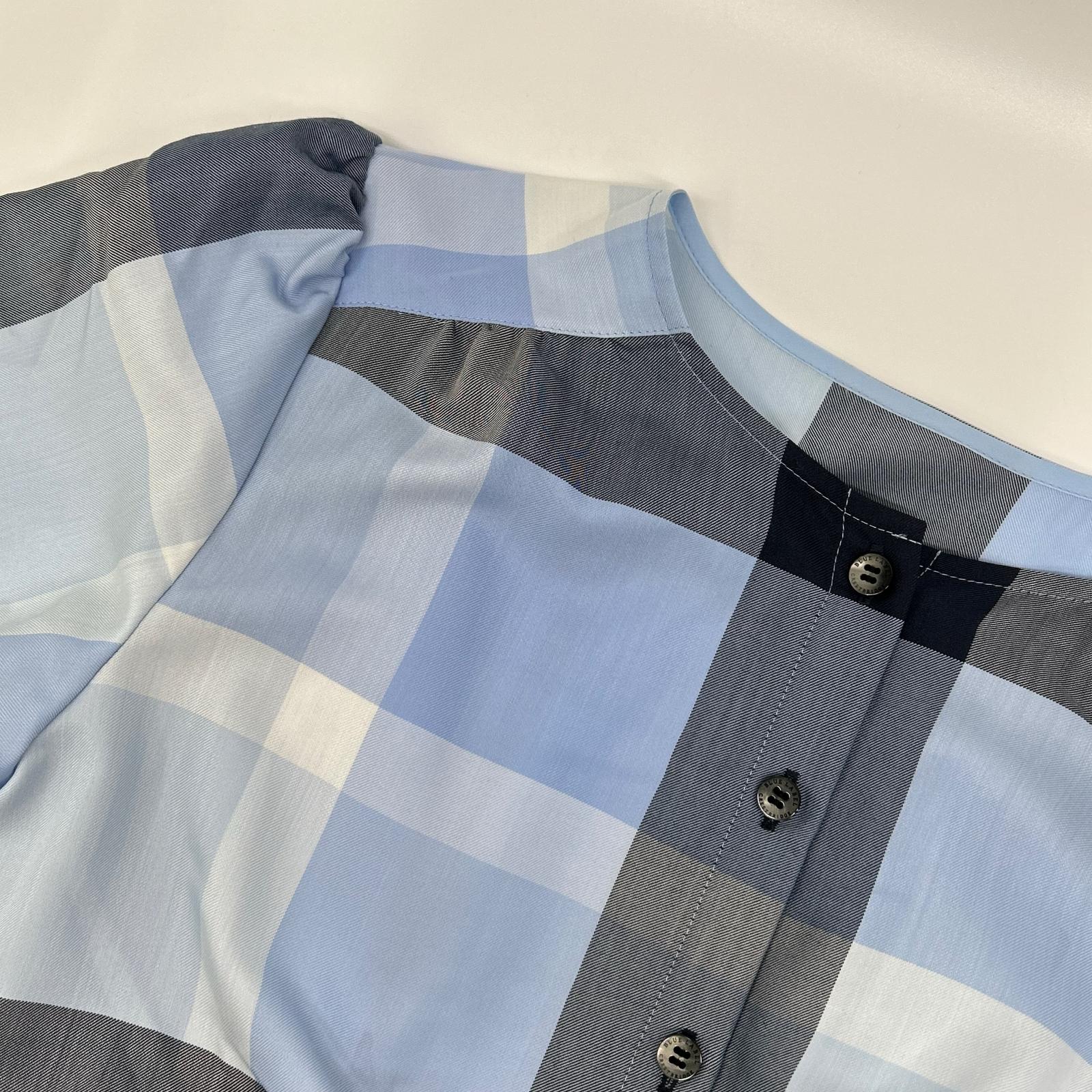 BLUE LABEL CRESTBRIDGE ブルーレーベルクレストブリッジ 24年製 ブルー×ブラック クレストブリッジチェックライトクロッシングツイルコンビドレス ワンピース