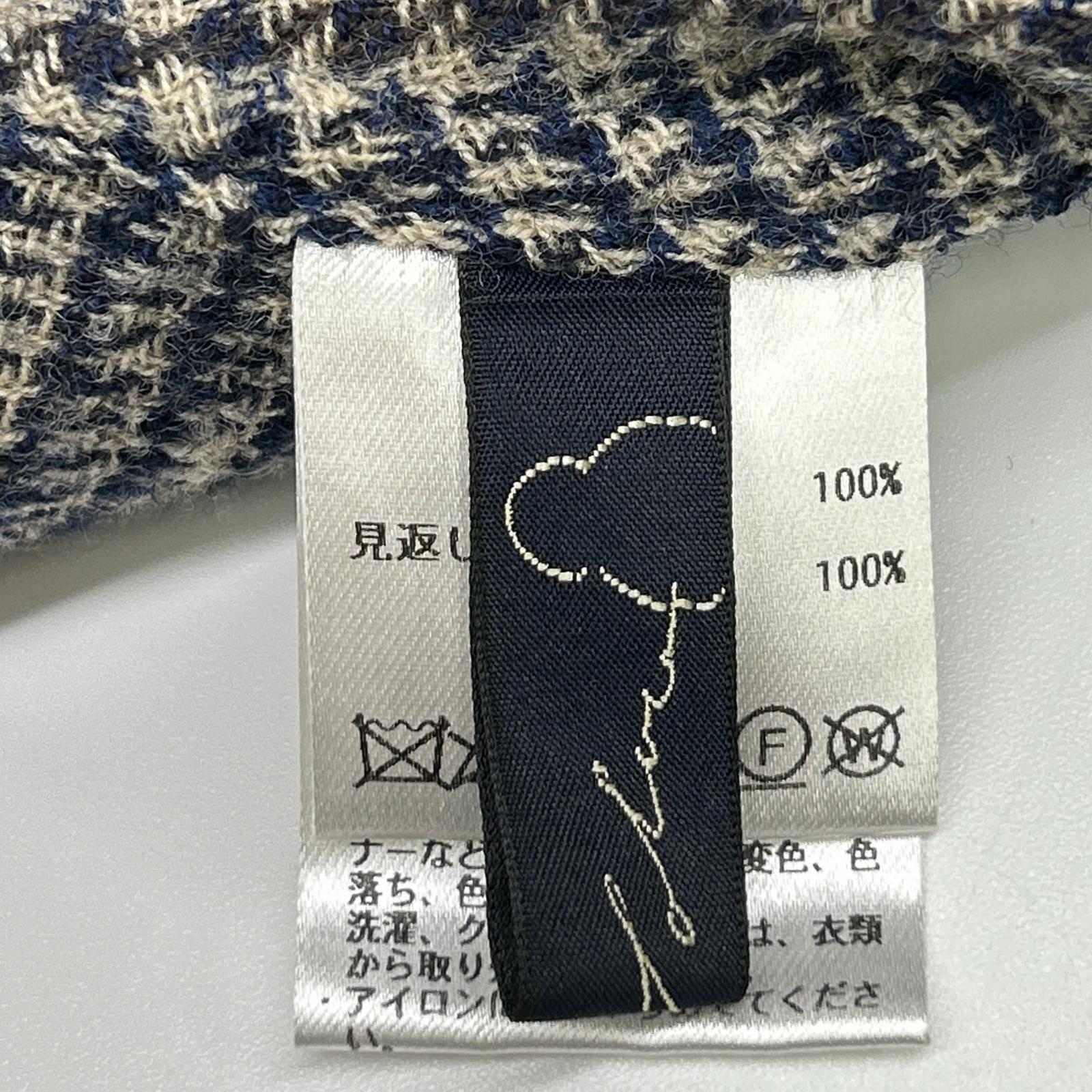 Pallas Palace パラスパレス グレー系 ハウンドトゥース×チェック柄 ノーカラー ロングスリーブ シャツワンピース ワンピース