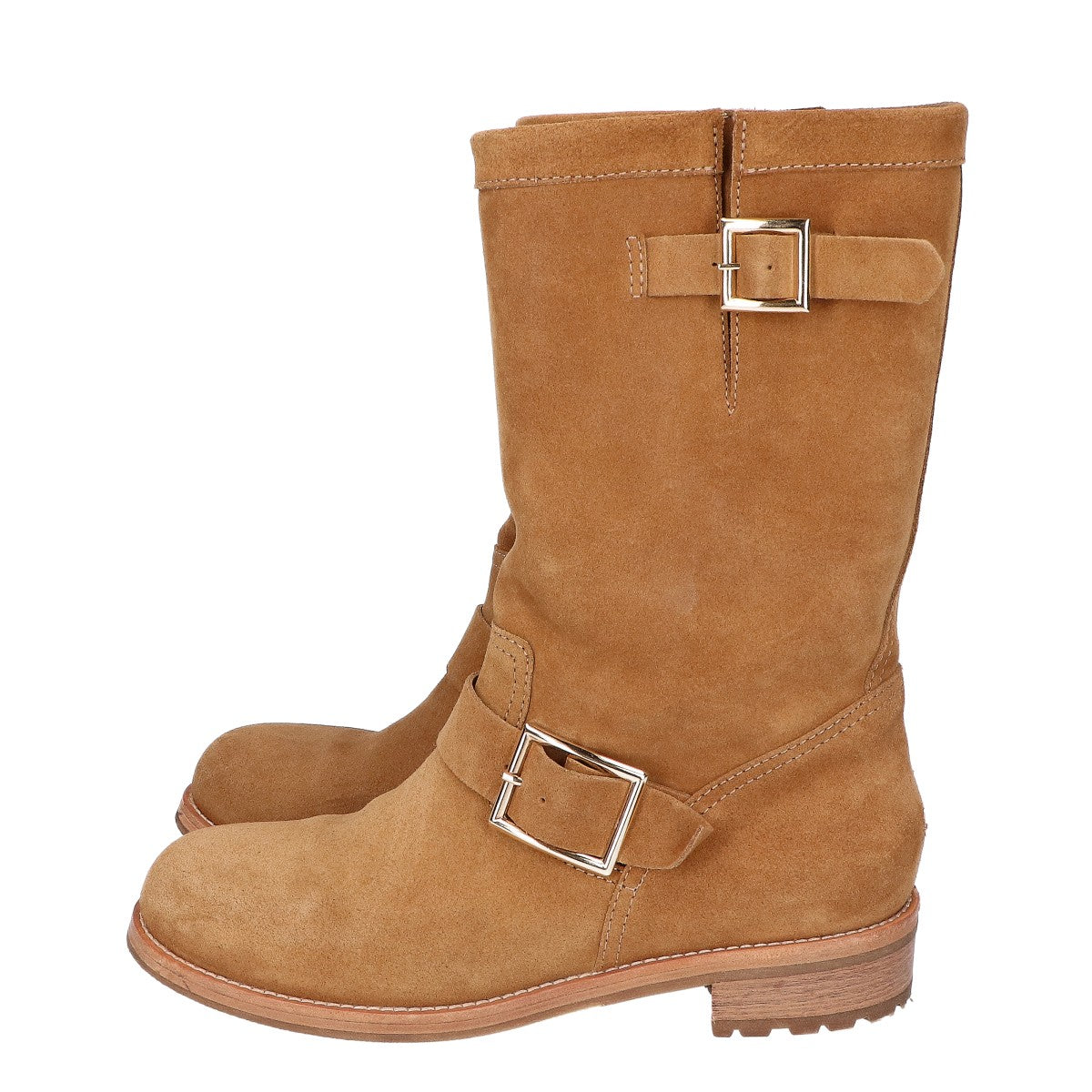 JIMMY CHOO 114YEN Suede Belt-Design Boots Shoes
