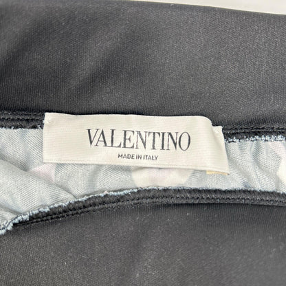 VALENTINO ヴァレンティノ ブラック×ピンク 総柄×ボーダー ギャザーロングスカート スカート