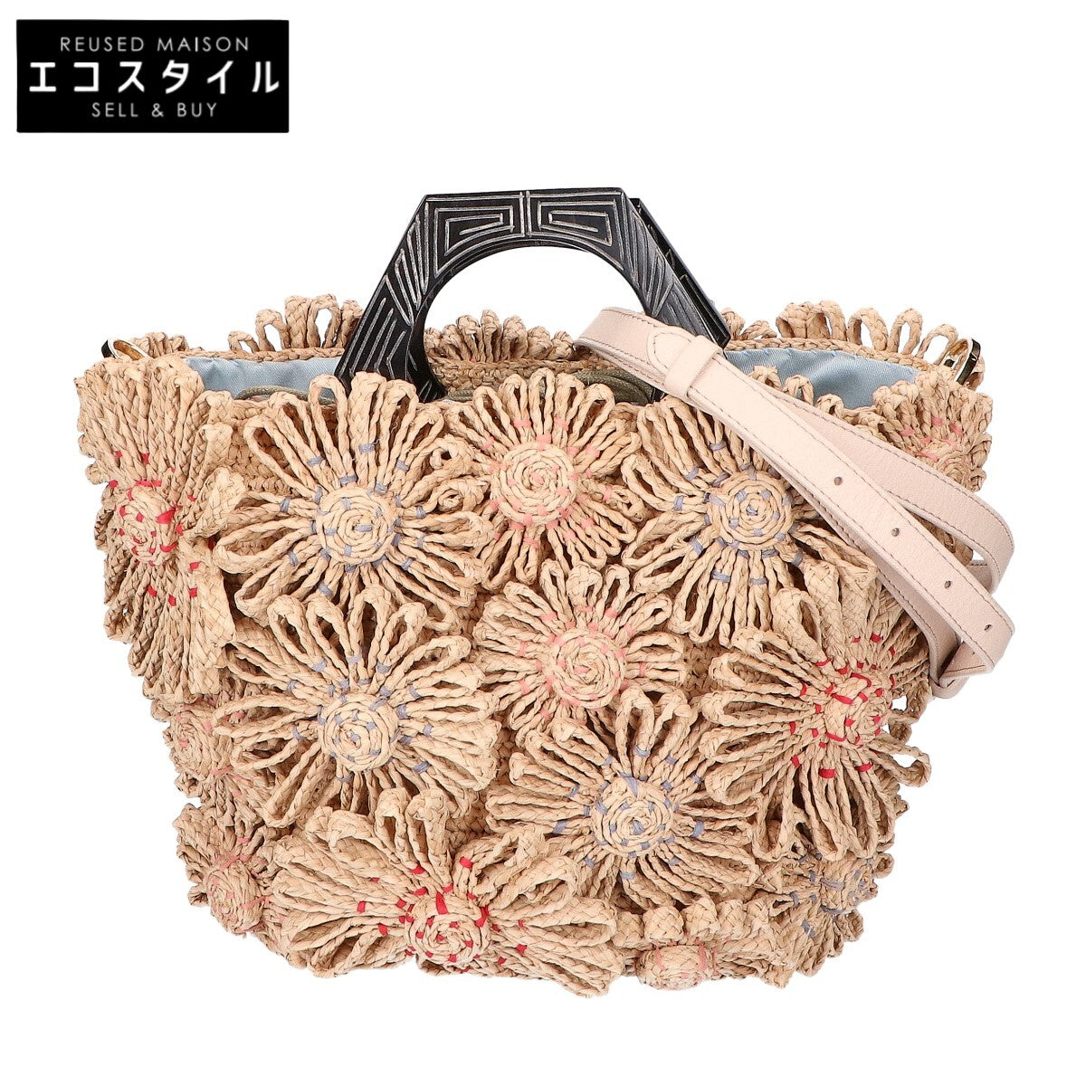 JAMIN PUECH ジャマンピュエッシュ 【美品】ラフィア フラワー 2WAYショルダー ハンドバッグ