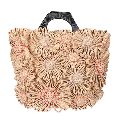 JAMIN PUECH ジャマンピュエッシュ 【美品】ラフィア フラワー 2WAYショルダー ハンドバッグ