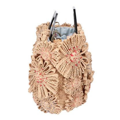 JAMIN PUECH ジャマンピュエッシュ 【美品】ラフィア フラワー 2WAYショルダー ハンドバッグ