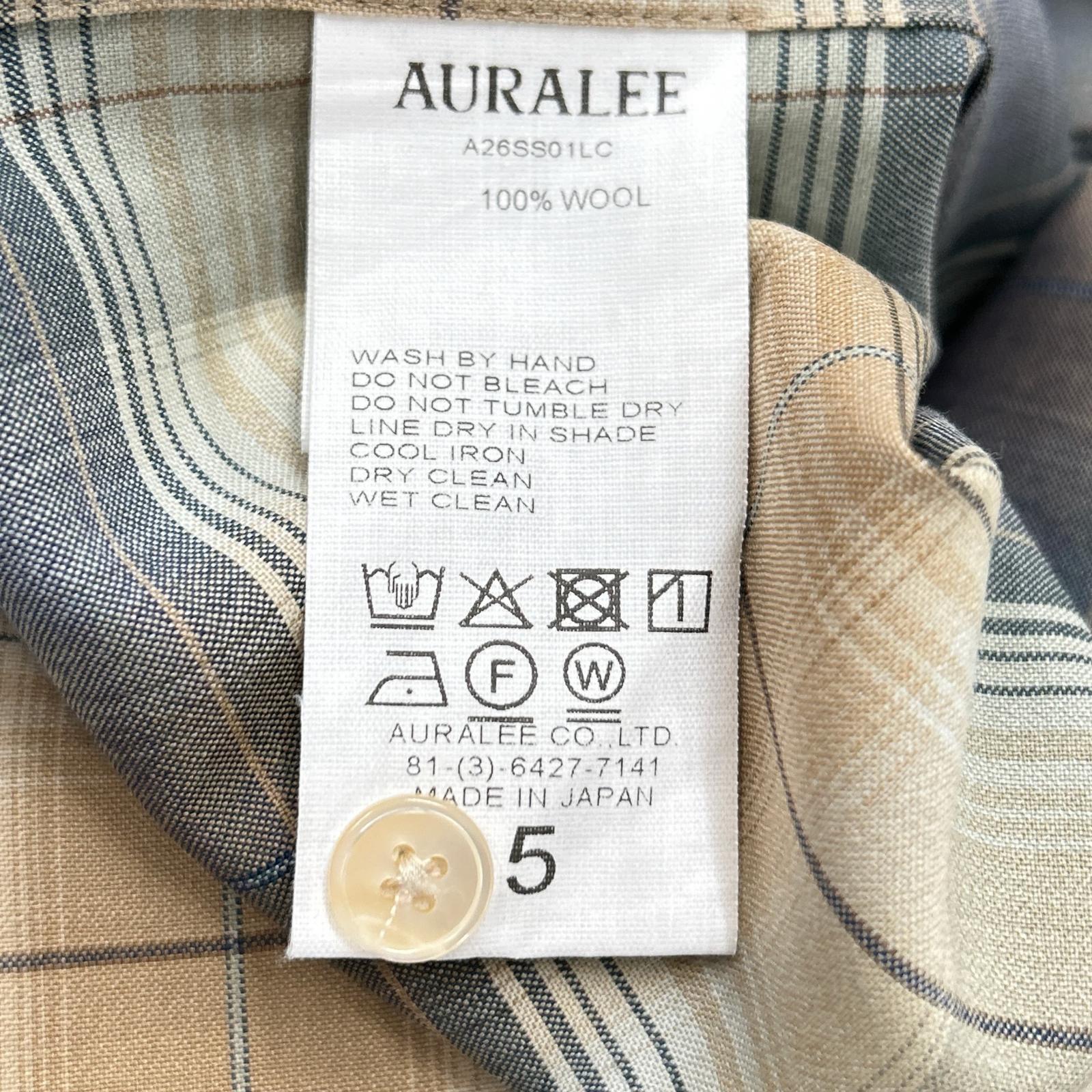 AURALEE オーラリー A26SS01LC ベージュ SUPER LIGHT WOOL CHECK SHIRT トップス