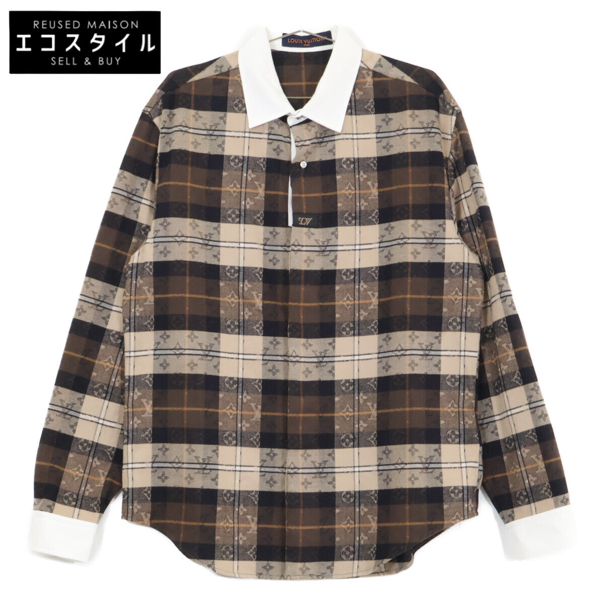 LOUIS VUITTON Louis Vuitton 【Like new/domestic authorized/2026】RM261M9 WLE HUS33W monogram flannel long-sleeve shirt Tops