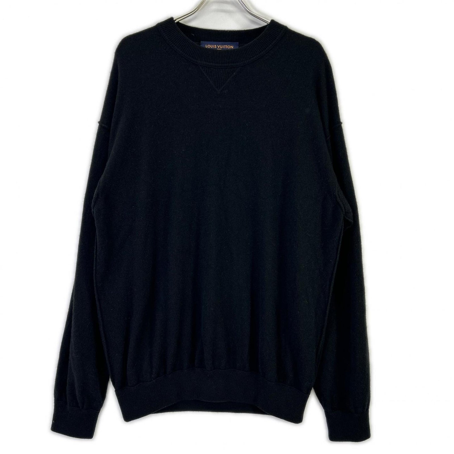 LOUIS VUITTON Louis Vuitton RM201Q JZE HHN42W 20SS Black cashmere-silk inside-out V-gusset crew-neck knit Tops