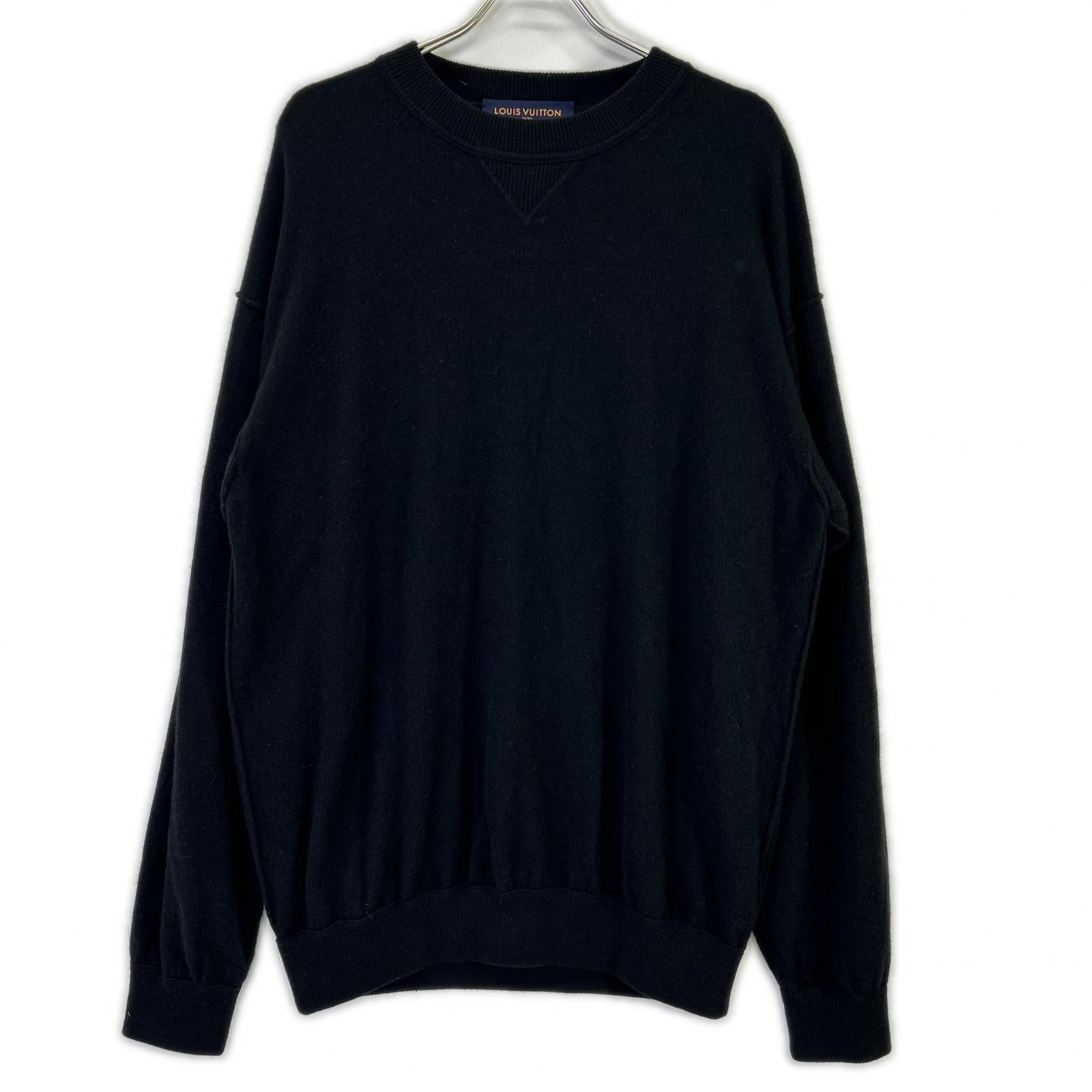 LOUIS VUITTON Louis Vuitton RM201Q JZE HHN42W 20SS Black cashmere-silk inside-out V-gusset crew-neck knit Tops