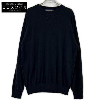 LOUIS VUITTON Louis Vuitton RM201Q JZE HHN42W 20SS Black cashmere-silk inside-out V-gusset crew-neck knit Tops