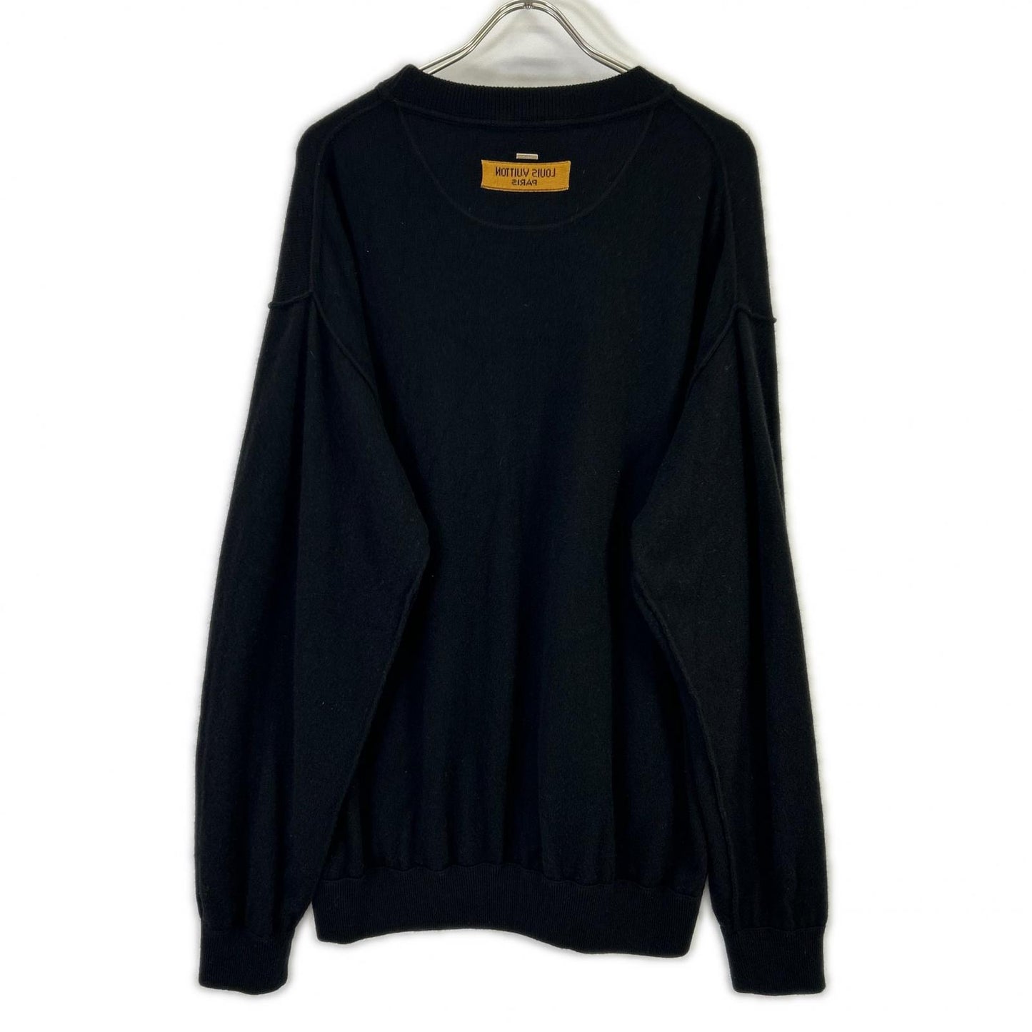 LOUIS VUITTON Louis Vuitton RM201Q JZE HHN42W 20SS Black cashmere-silk inside-out V-gusset crew-neck knit Tops