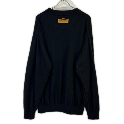 LOUIS VUITTON Louis Vuitton RM201Q JZE HHN42W 20SS Black cashmere-silk inside-out V-gusset crew-neck knit Tops