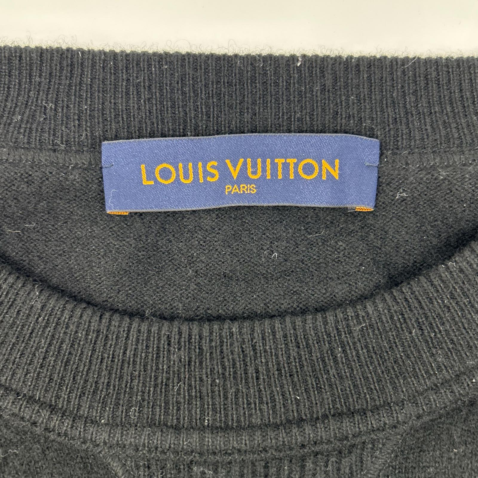 LOUIS VUITTON Louis Vuitton RM201Q JZE HHN42W 20SS Black cashmere-silk inside-out V-gusset crew-neck knit Tops