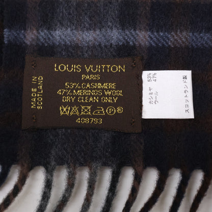LOUIS VUITTON ルイヴィトン 【美品】408793 カシミヤ/ウール タータンチェック フリンジ マフラー