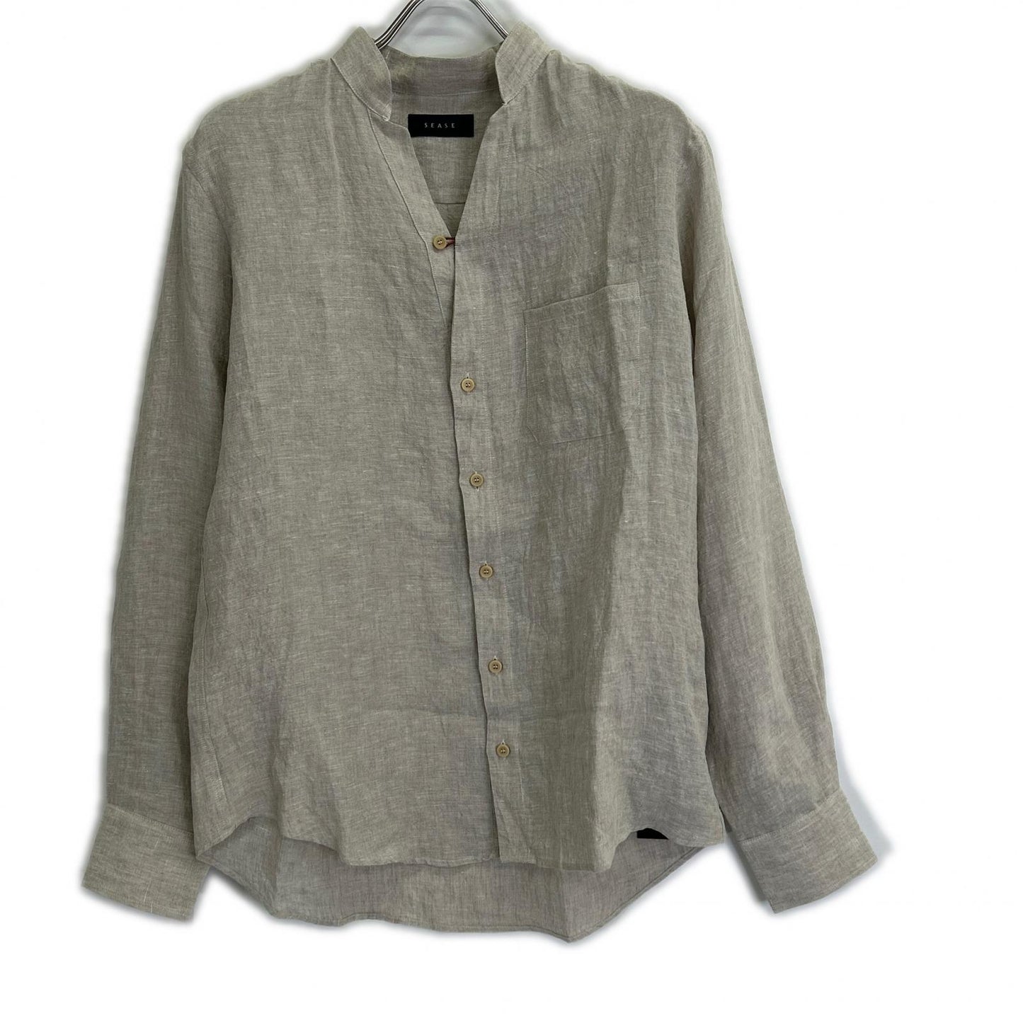 SEASE シーズ SC030 ベージュ リネン100 フィッシュテール シャツ トップス