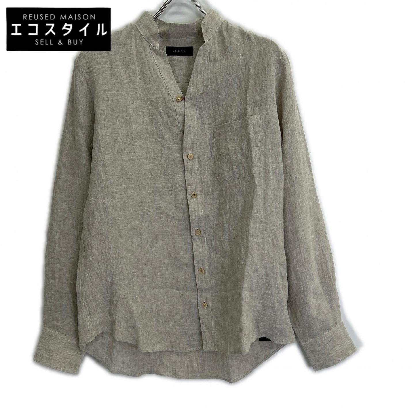 SEASE シーズ SC030 ベージュ リネン100 フィッシュテール シャツ トップス