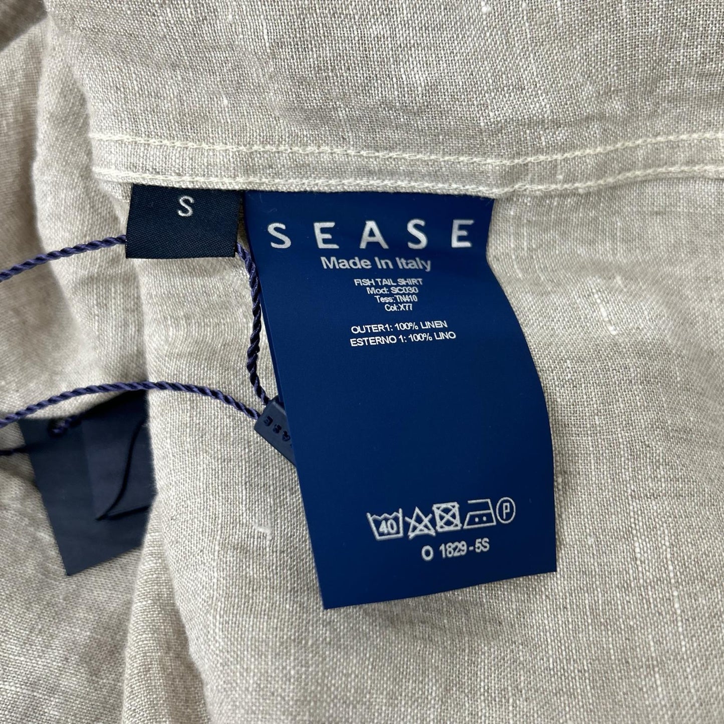 SEASE シーズ SC030 ベージュ リネン100 フィッシュテール シャツ トップス