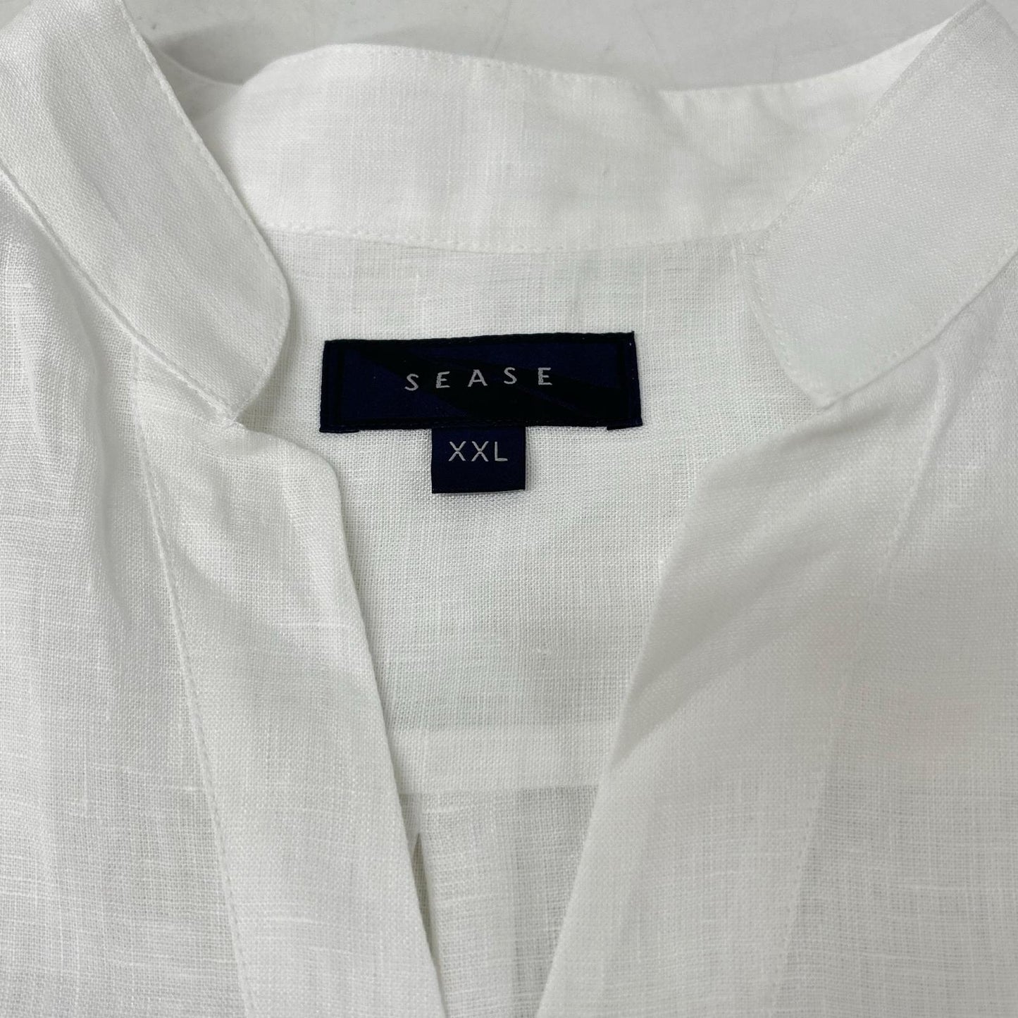 SEASE シーズ SC030 ホワイト リネン100 フィッシュテール シャツ トップス