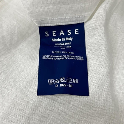 SEASE シーズ SC030 ホワイト リネン100 フィッシュテール シャツ トップス
