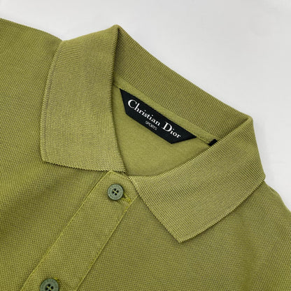 Christian Dior クリスチャンディオール OK7502O グリーン CD刺しゅう 長袖ポロシャツ トップス