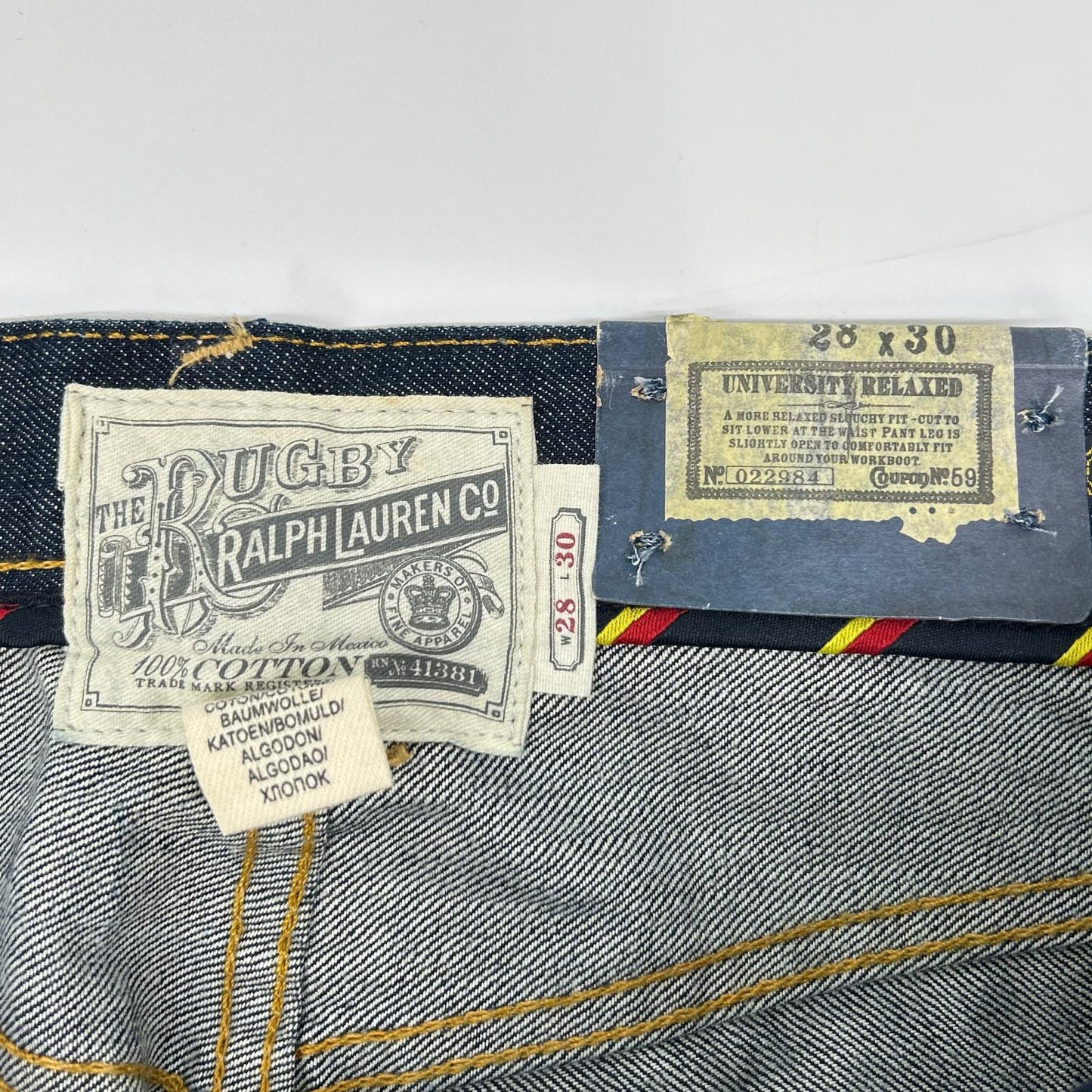 Ralph Lauren Rugby ラルフローレンラグビー 022984 インディゴ リジッド ボタンフライ ストレートデニムパンツ ボトムス