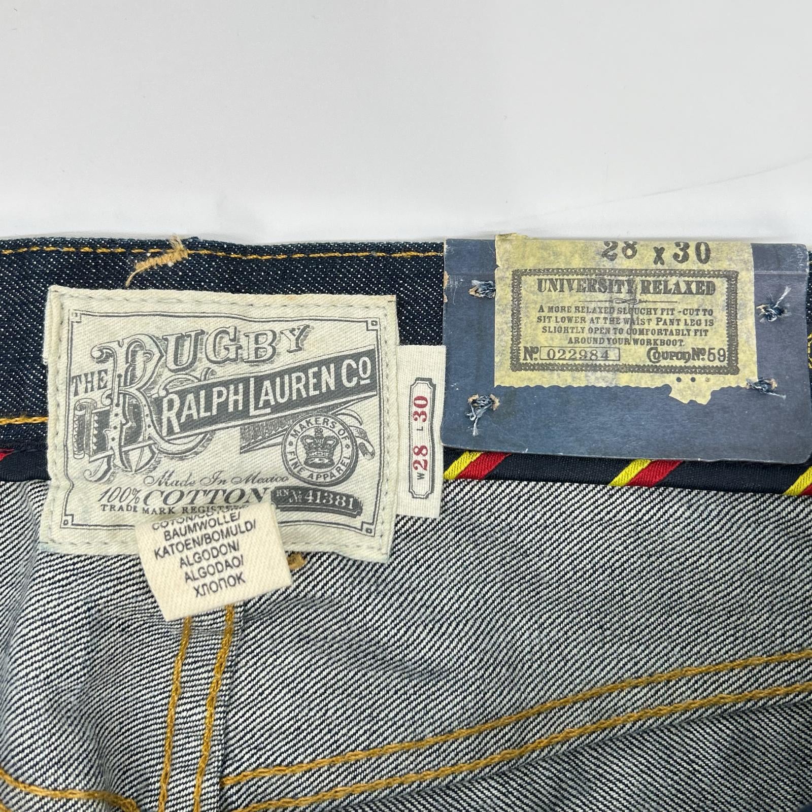 Ralph Lauren Rugby ラルフローレンラグビー 022984 インディゴ リジッド ボタンフライ ストレートデニムパンツ ボトムス