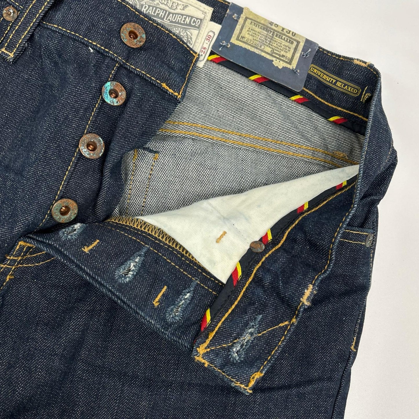 Ralph Lauren Rugby ラルフローレンラグビー 022984 インディゴ リジッド ボタンフライ ストレートデニムパンツ ボトムス