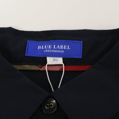 BLUE LABEL CRESTBRIDGE ブルーレーベルクレストブリッジ 55J31-569-29 ネイビー コットン混 チェックスリーブ ベルテッドシャツワンピース ワンピース