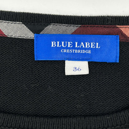 BLUE LABEL CRESTBRIDGE ブルーレーベルクレストブリッジ 55J80-518-09 ブラック コットン混 ベルテッド チェックフレアWAON ワンピース