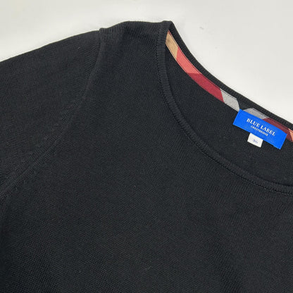 BLUE LABEL CRESTBRIDGE ブルーレーベルクレストブリッジ 55J80-518-09 ブラック コットン混 ベルテッド チェックフレアWAON ワンピース