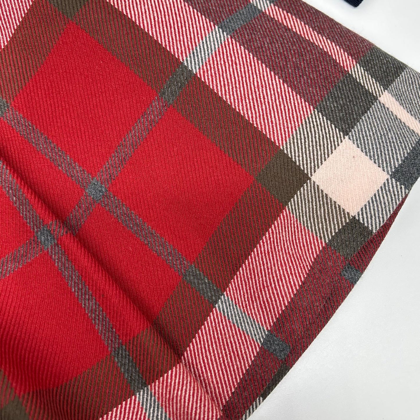 BURBERRY BLUE LABEL バーバリーブルーレーベル E1J63-895-15 ネイビー×レッド ウール チェック柄 リブニットドッキングワンピース ワンピース