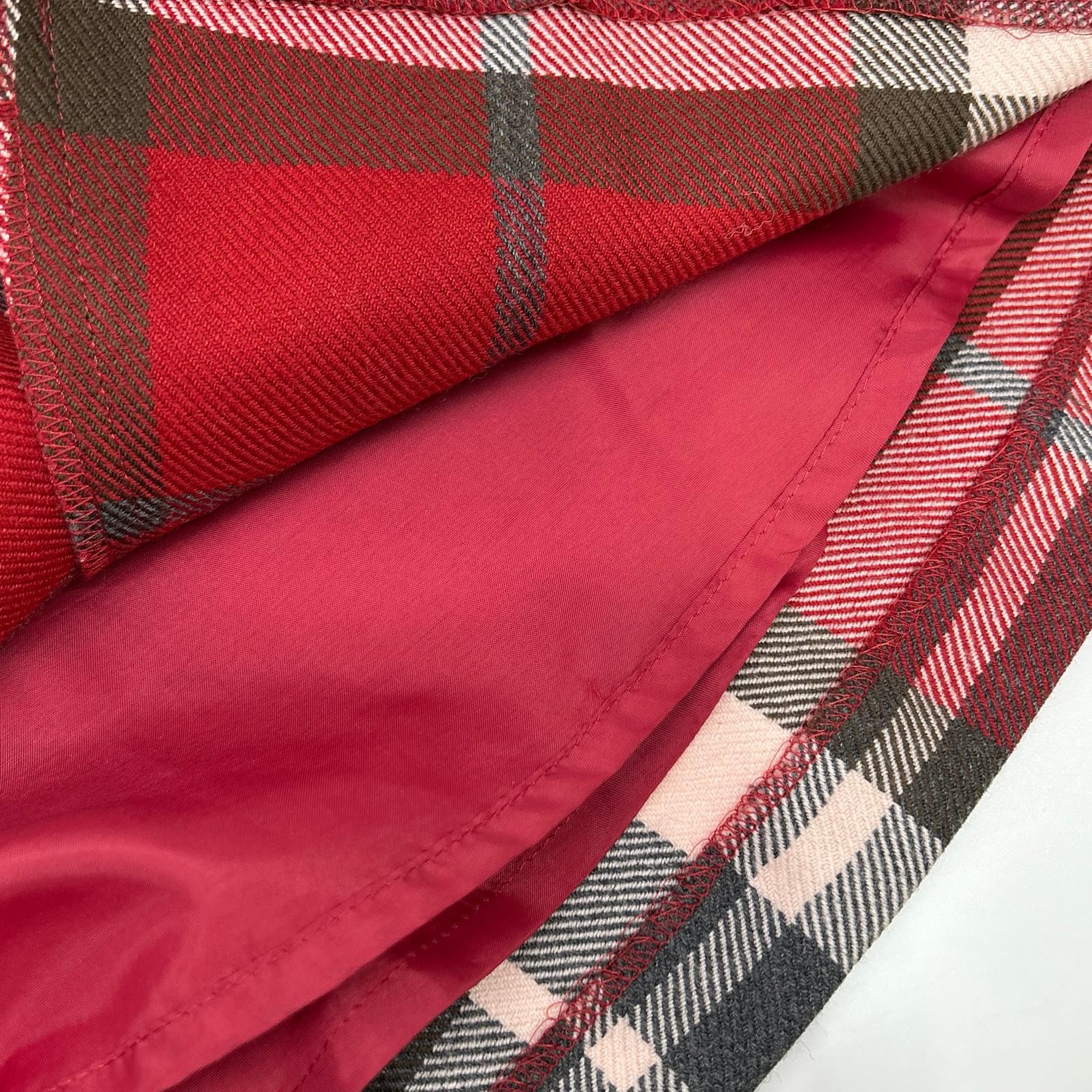 BURBERRY BLUE LABEL バーバリーブルーレーベル E1J63-895-15 ネイビー×レッド ウール チェック柄 リブニットドッキングワンピース ワンピース