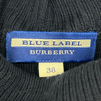BURBERRY BLUE LABEL バーバリーブルーレーベル E1J63-895-15 ネイビー×レッド ウール チェック柄 リブニットドッキングワンピース ワンピース