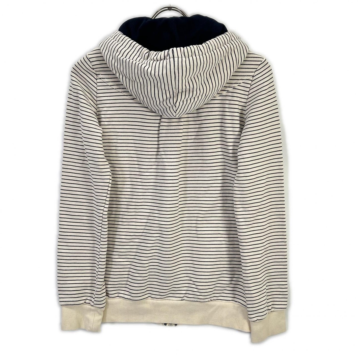 Burberry Blue Label バーバリーブルーレーベル E1P20-168-02 ベージュ×ネイビー コットン混 ロゴプリントボーダージップフーディ ジャケット